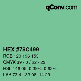 颜色代码: HEX #78C499 | qconv.com