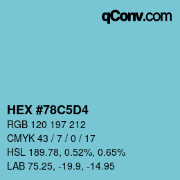 Farbcode: HEX #78C5D4 | qconv.com