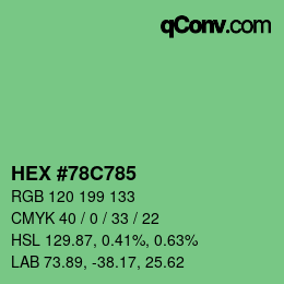 Código de color: HEX #78C785 | qconv.com