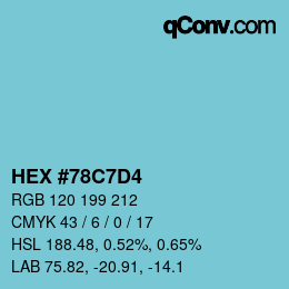 颜色代码: HEX #78C7D4 | qconv.com