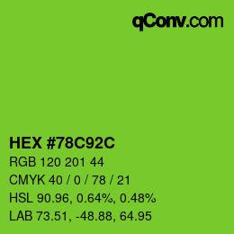 Color code: HEX #78C92C | qconv.com