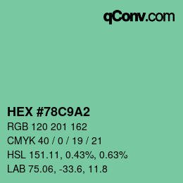 颜色代码: HEX #78C9A2 | qconv.com