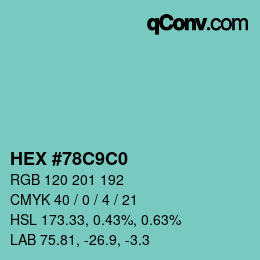 Color code: HEX #78C9C0 | qconv.com