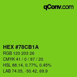Color code: HEX #78CB1A | qconv.com