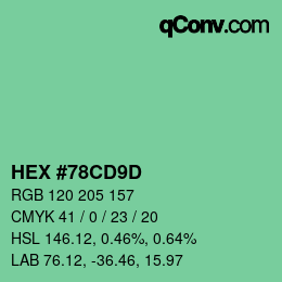 カラーコード: HEX #78CD9D | qconv.com