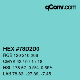 Color code: HEX #78D2D0 | qconv.com