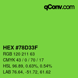 カラーコード: HEX #78D33F | qconv.com