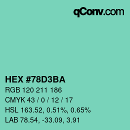カラーコード: HEX #78D3BA | qconv.com