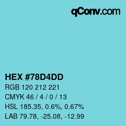カラーコード: HEX #78D4DD | qconv.com