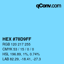Color code: HEX #78D9FF | qconv.com