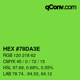 Color code: HEX #78DA3E | qconv.com