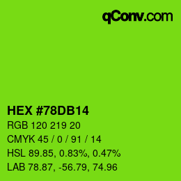 颜色代码: HEX #78DB14 | qconv.com