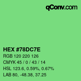 Color code: HEX #78DC7E | qconv.com