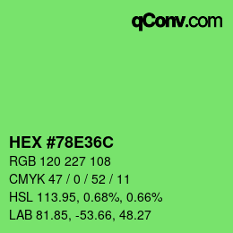 カラーコード: HEX #78E36C | qconv.com