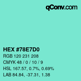 カラーコード: HEX #78E7D0 | qconv.com