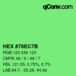 カラーコード: HEX #78EC7B | qconv.com