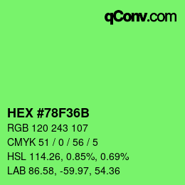 カラーコード: HEX #78F36B | qconv.com