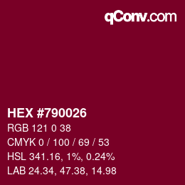 Farbcode: HEX #790026 | qconv.com