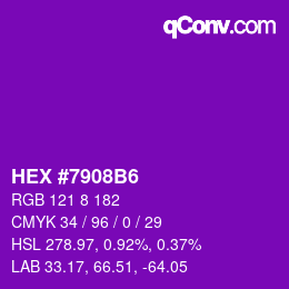 Code couleur: HEX #7908B6 | qconv.com