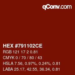 Farbcode: HEX #791102CE | qconv.com