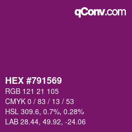 颜色代码: HEX #791569 | qconv.com