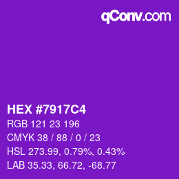 Color code: HEX #7917C4 | qconv.com