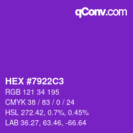 カラーコード: HEX #7922C3 | qconv.com