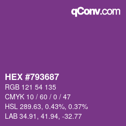 颜色代码: HEX #793687 | qconv.com