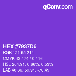 颜色代码: HEX #7937D6 | qconv.com