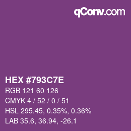 Color code: HEX #793C7E | qconv.com