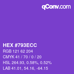 Farbcode: HEX #793ECC | qconv.com
