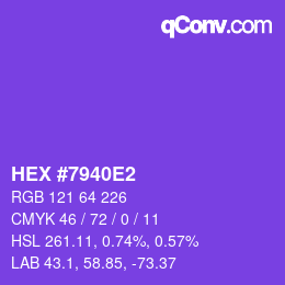 Color code: HEX #7940E2 | qconv.com