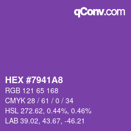 カラーコード: HEX #7941A8 | qconv.com