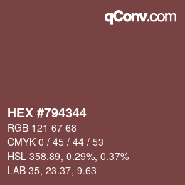 Farbcode: HEX #794344 | qconv.com