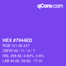 Color code: HEX #7944ED | qconv.com