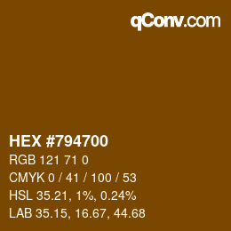 カラーコード: HEX #794700 | qconv.com