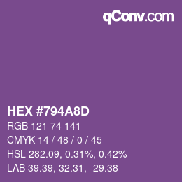 颜色代码: HEX #794A8D | qconv.com