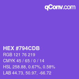 カラーコード: HEX #794CDB | qconv.com