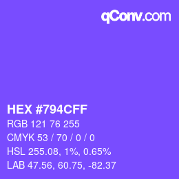 Color code: HEX #794CFF | qconv.com