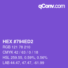 カラーコード: HEX #794ED2 | qconv.com