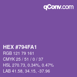 Code couleur: HEX #794FA1 | qconv.com