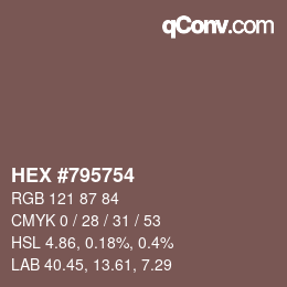 颜色代码: HEX #795754 | qconv.com