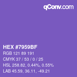 カラーコード: HEX #7959BF | qconv.com