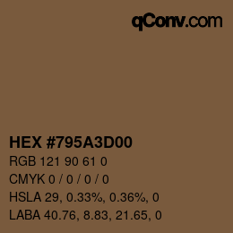颜色代码: HEX #795A3D00 | qconv.com