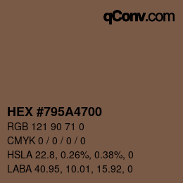 颜色代码: HEX #795A4700 | qconv.com