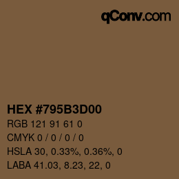 Color code: HEX #795B3D00 | qconv.com