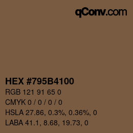 Farbcode: HEX #795B4100 | qconv.com