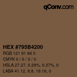 Color code: HEX #795B4200 | qconv.com
