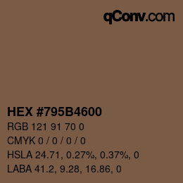カラーコード: HEX #795B4600 | qconv.com