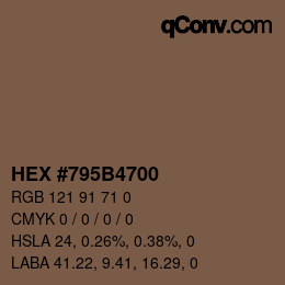 Color code: HEX #795B4700 | qconv.com